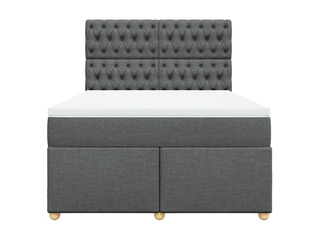 Homzora bed base with mattress, dark grey, 140x190cm, fabric