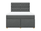 Homzora bed base with mattress, dark grey, 140x190cm, fabric