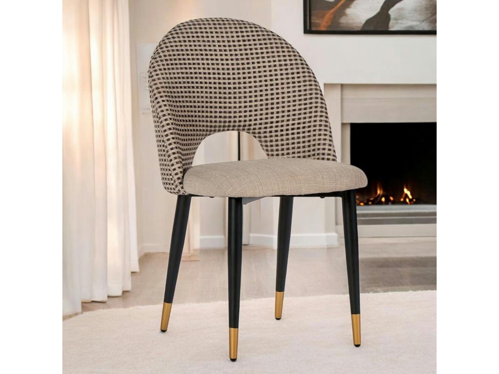 Homzora checkered fabric dining chair, set of 2.