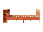 Bookshelf bed without mattress, brown wax finish, 140x200 cm, solid pine
