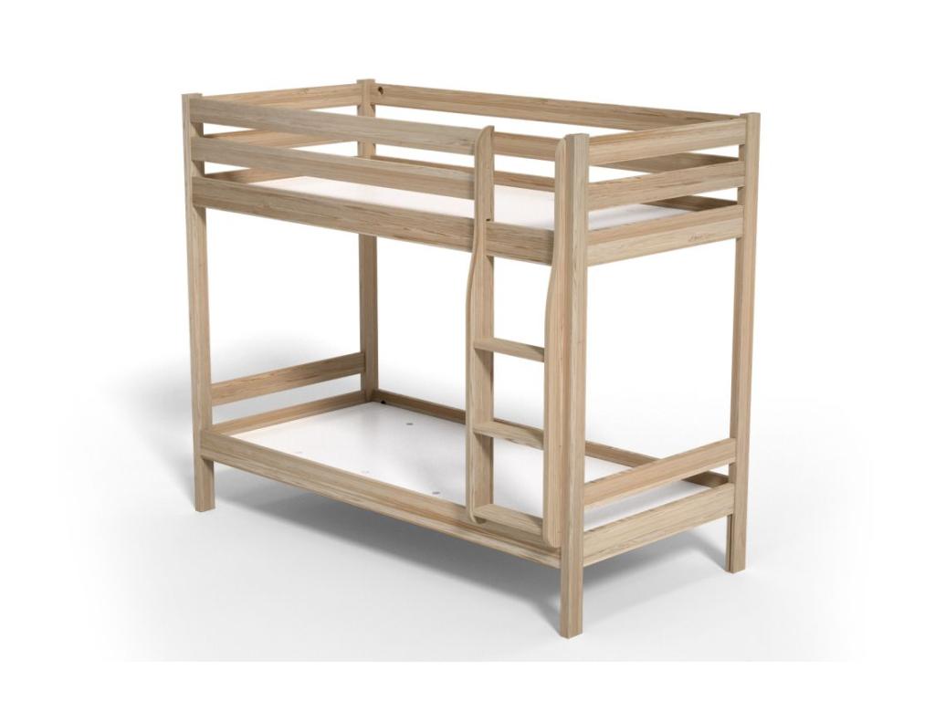 Homzora bunk bed with solid wood frame - natural wood