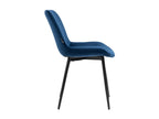 Set of 4 dining chairs - Velvet / Matte black metal - Blue - Victoria