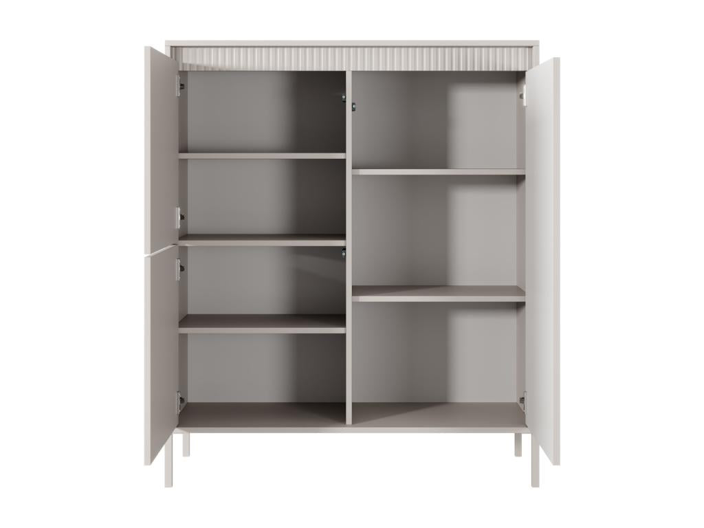 High three-door chest of drawers - 104 cm - with milled front - beige - Homzora