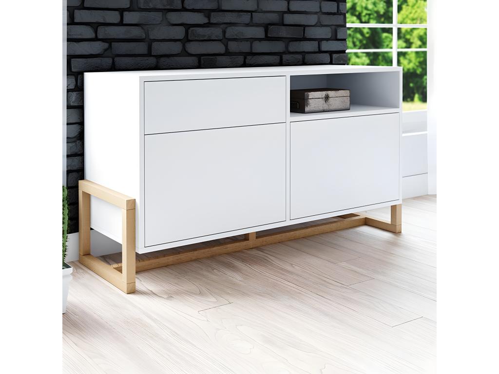 Homzora white sideboard with 1 drawer and 2 doors