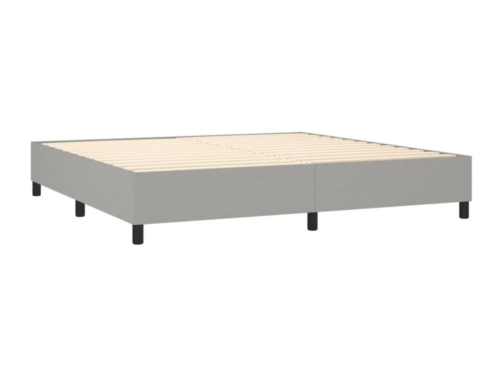 Upholstered bed base with mattress, light grey, 200x200cm, fabric