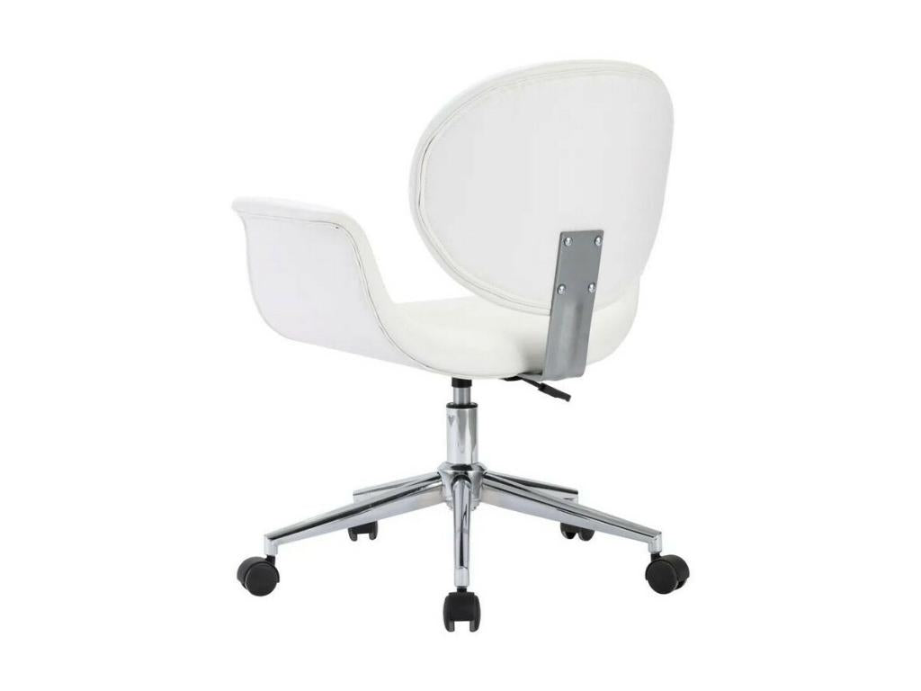 Homzora white faux leather chair with chrome metal legs - Set of 2