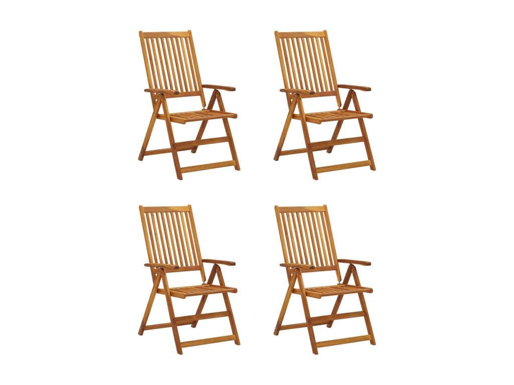 Homzora 3 Wooden Garden Reclining Chairs, Set of 4 with Cushions