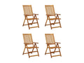 Homzora 3 Wooden Garden Reclining Chairs, Set of 4 with Cushions