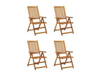Homzora 3 Wooden Garden Reclining Chairs, Set of 4 with Cushions