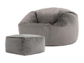 Classic pouf and matching anthracite grey velvet footstool - Homzora