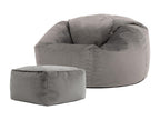 Classic pouf and matching anthracite grey velvet footstool - Homzora