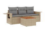 4-piece garden furniture set with cushions, méHomzora beige woven resin