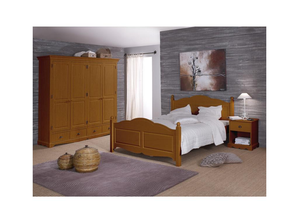 Double bed, honey pine finish, for 140x190cm mattress, English style, L 149cm, H 100cm, D 198cm