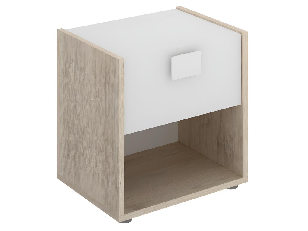 Children's bedside table/nightstand in oak/white - Length 40 x Height 42 x Depth 33 cm