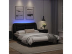 Bed frame with Homzoraères LED lights, black, 140x190 cm, faux leather