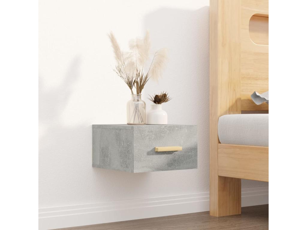 2-piece wall-mounted bedside tables, concrete grey, 35x35x20 cm