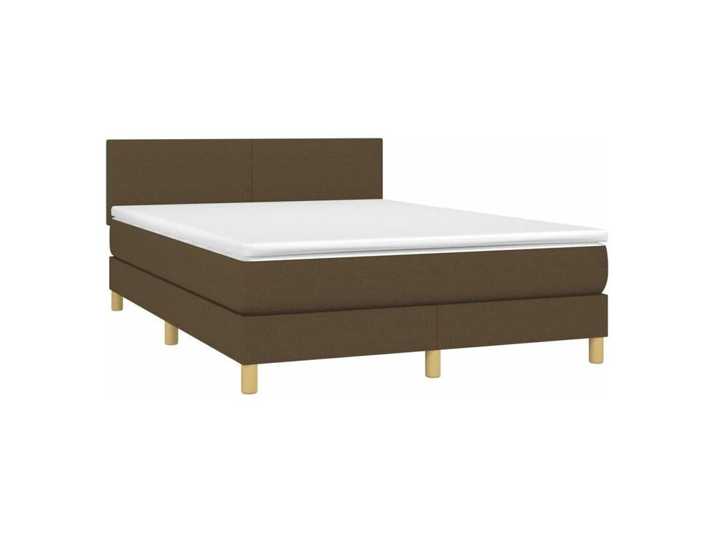 Homzora bed base with mattress and LED light, dark brown, 140x190