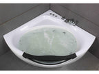 Homzora corner whirlpool bathtub with jets, 135cm wide x 135cm high x 54cm high, by Homzora