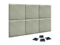 Homzora Set of 6 Self-Adhesive Linen Wall Panels, Sound Absorbing, Shockproof, and Suitable for Bed Headboards, Green, 50x50cm x6