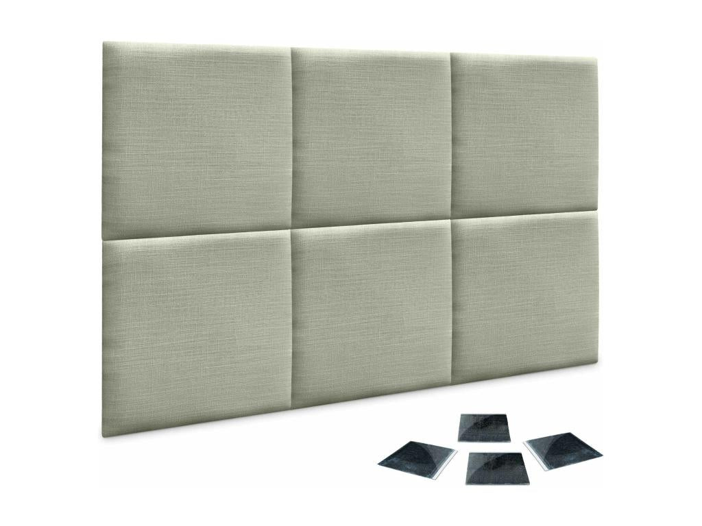 Homzora Set of 6 Self-Adhesive Linen Wall Panels, Sound Absorbing, Shockproof, and Suitable for Bed Headboards, Green, 50x50cm x6