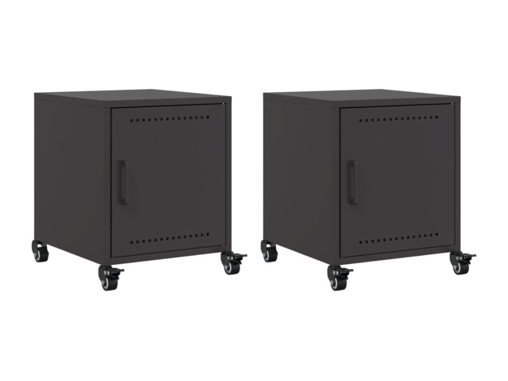 2-piece black bedside tables, 36x39x43.5 cm, steel