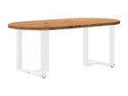 Light brown oval dining table made of solid oak
