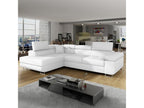 Homzora Left-Hand Corner Sofa Bed in White Faux Leather