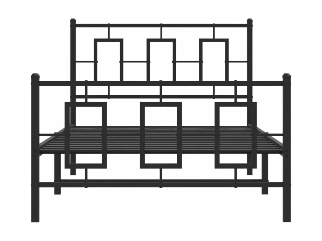 Black metal bed frame with headboard/footboard, 100x190 cm