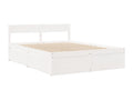Bed frame with drawers, white, 140x200 cm, solid pine wood