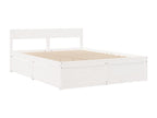 Bed frame with drawers, white, 140x200 cm, solid pine wood