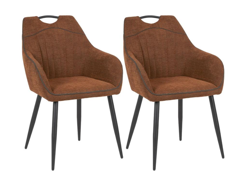 Homzora - Set of 2 Dining Chairs in Homzora Polyester Fabric with Copper Piping