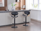 Set of 2 bar stools in faux oak veneer and metal - Adjustable height - Light natural and Black - MONTENEGRO