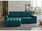 Homzora 250cm Quilted Velvet Designer Convertible Sofa, Pine Green, Left Corner