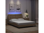Bed frame with LED lighting, mattress not included, cappuccino color, 140x190 cm
