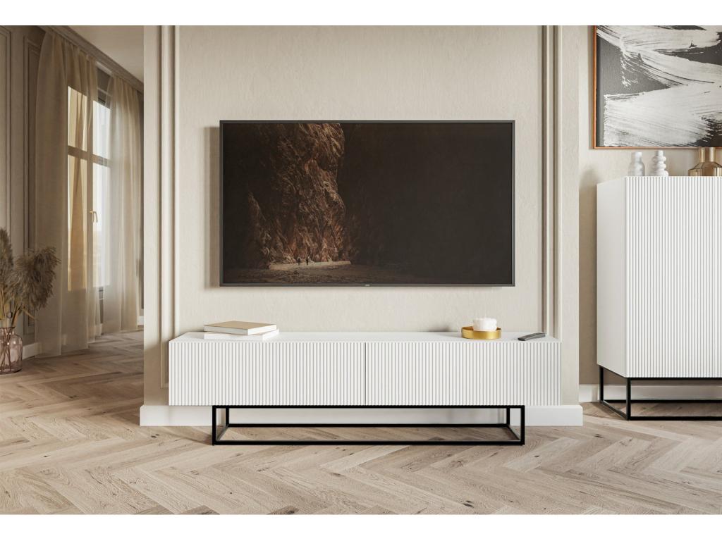 Black TV stand on legs - 175 cm - white - Homzora
