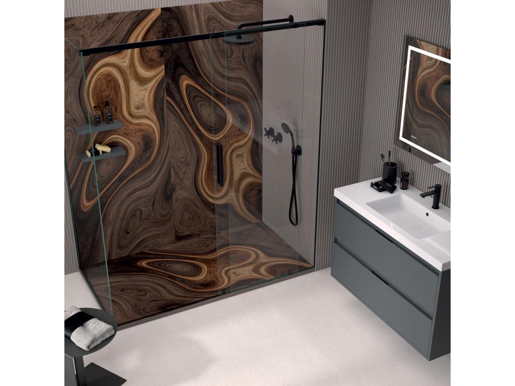 Ebony shower tray with smooth finish, Doucezen 3D color grid - 180x80 cm