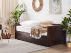CAHORS Wooden Bed with Storage Drawers, 90x200 cm, Dark Brown