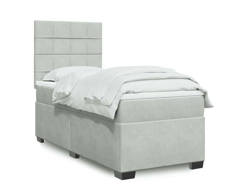 Homzora bed base and mattress, light grey, 80x200 cm, velvet