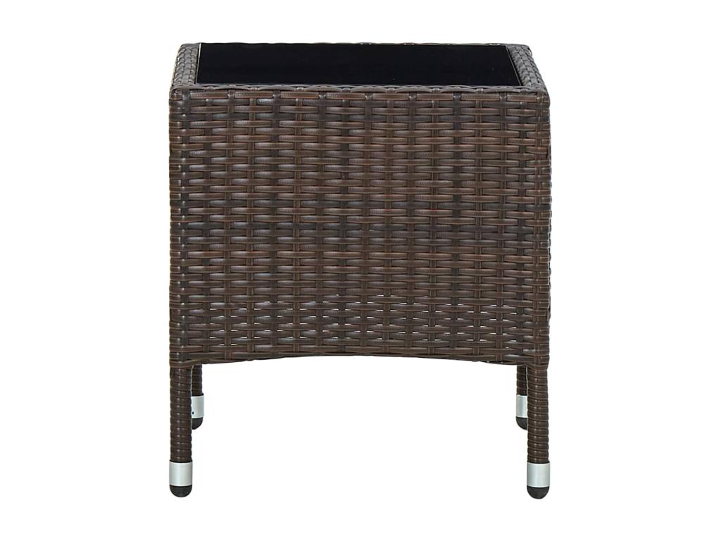 Brown garden table, 40x40x45 cm, woven resin