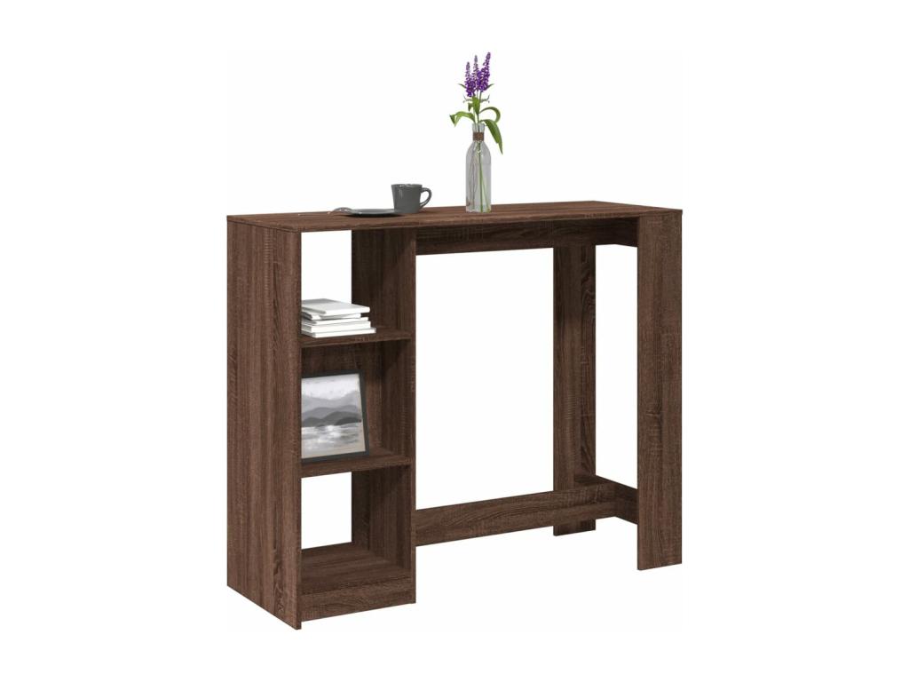 Bar table with shelf, brown oak, engineered wood