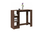 Bar table with shelf, brown oak, engineered wood