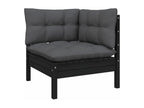 12-piece garden furniture set with cushions, black, solid pine wood