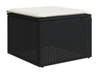10-piece garden furniture set with cushions, black woven resin