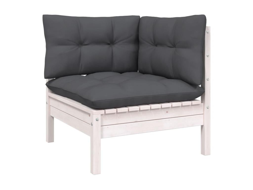 11-piece garden furniture set with white pine wood cushions