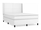 Upholstered bed base with mattress, white, 140x190cm, faux leather