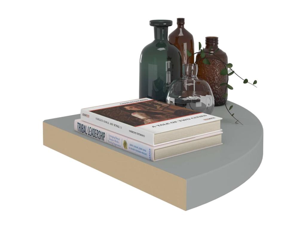 Floating Corner Shelves, 2 pcs, Grey, 35x35x3.8 cm, MDF