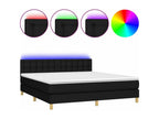 Upholstered bed base with mattress and LED lighting, black, 160x200 cm, fabric