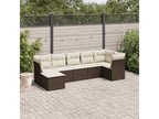 Garden furniture set with cushions, 7 pieces, brown woven resin