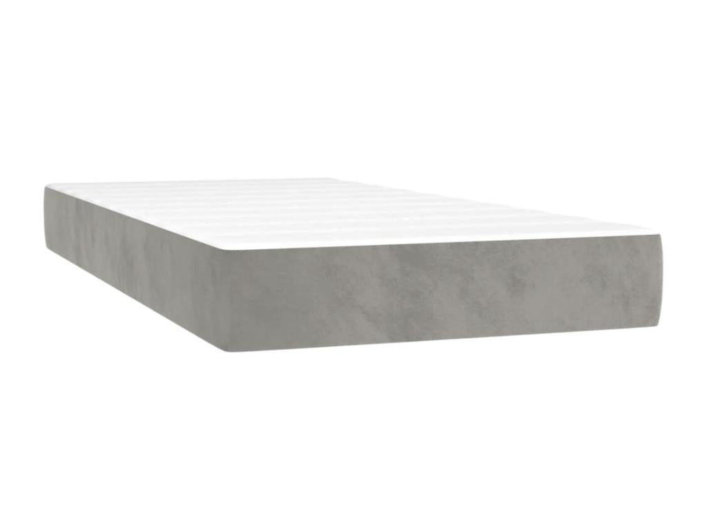 Upholstered bed base and mattress, light grey, 200x200cm, velvet