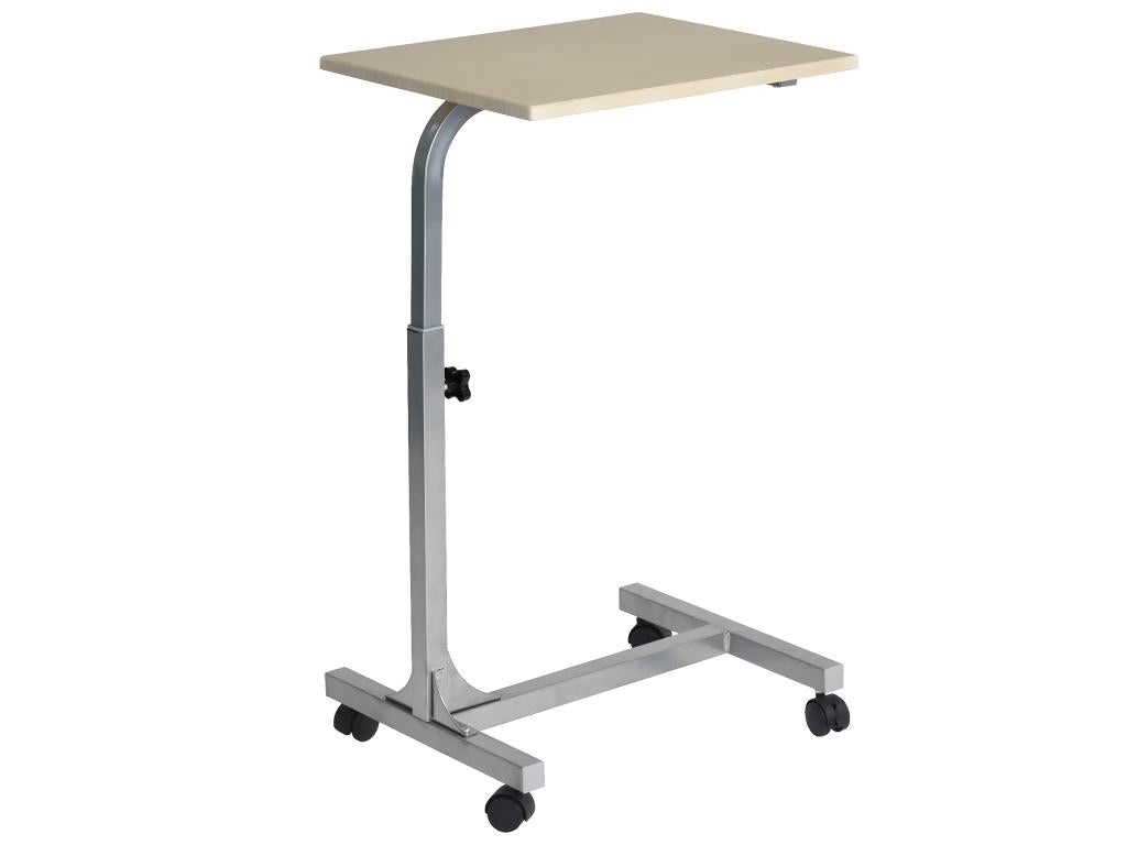 Homzora Adjustable Height Laptop Bed Table with 4 Lockable Legs, Wooden PC Desk, Metal, Oak Finish, 48x37x79 cm